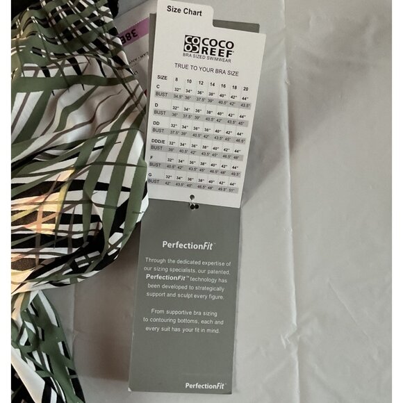NWT Coco Reef PerfectionFit Tropical Palm Print Tankini Top Adjustable Strap 38E - Picture 6 of 12
